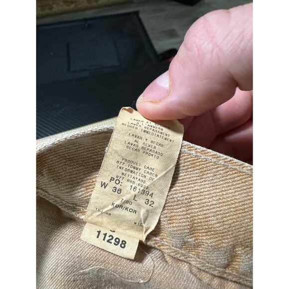Y2K Tommy Jeans Double Knee Jeans Tan Utility Size 36x32 Streetwear - Picture 7 of 12
